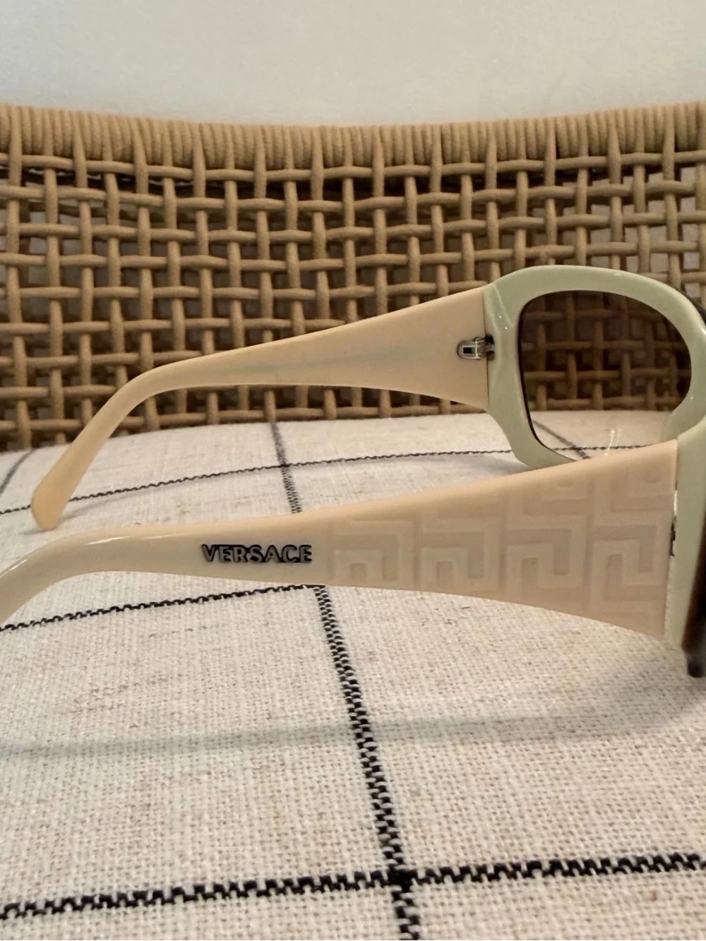 VERSACE Greca Black Cream Brown gradient vintage sunglasses